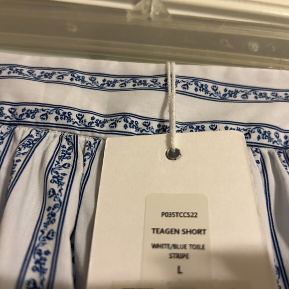 NWT CAROLINE CONSTAS Sz L White/Blue Teagen Floral Shorts - Picture 7 of 8